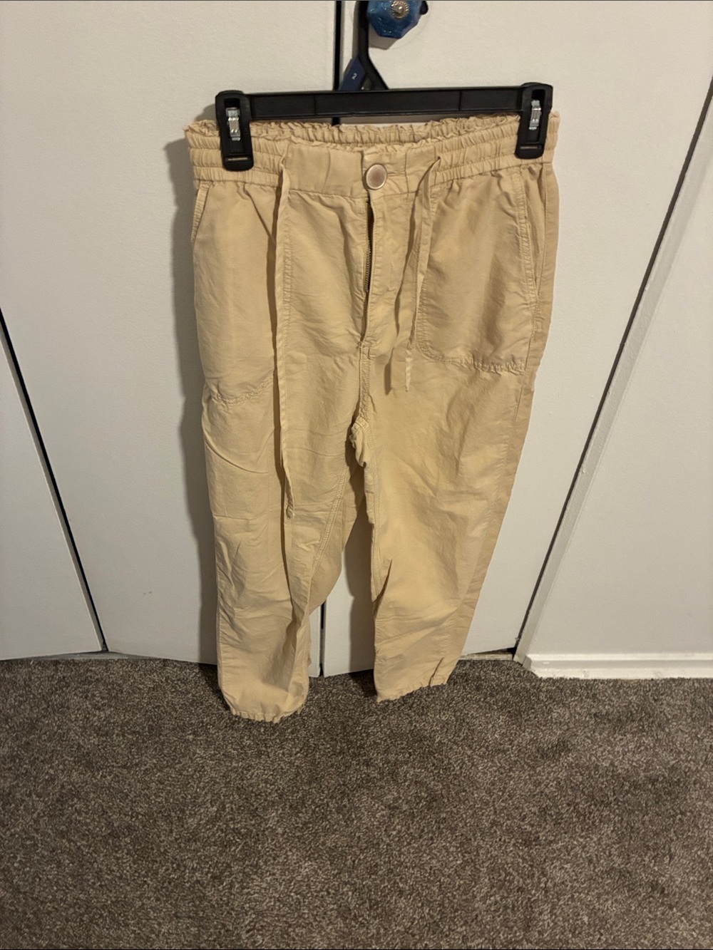 Zara Women's Cargo Jogger Pants - Cream
